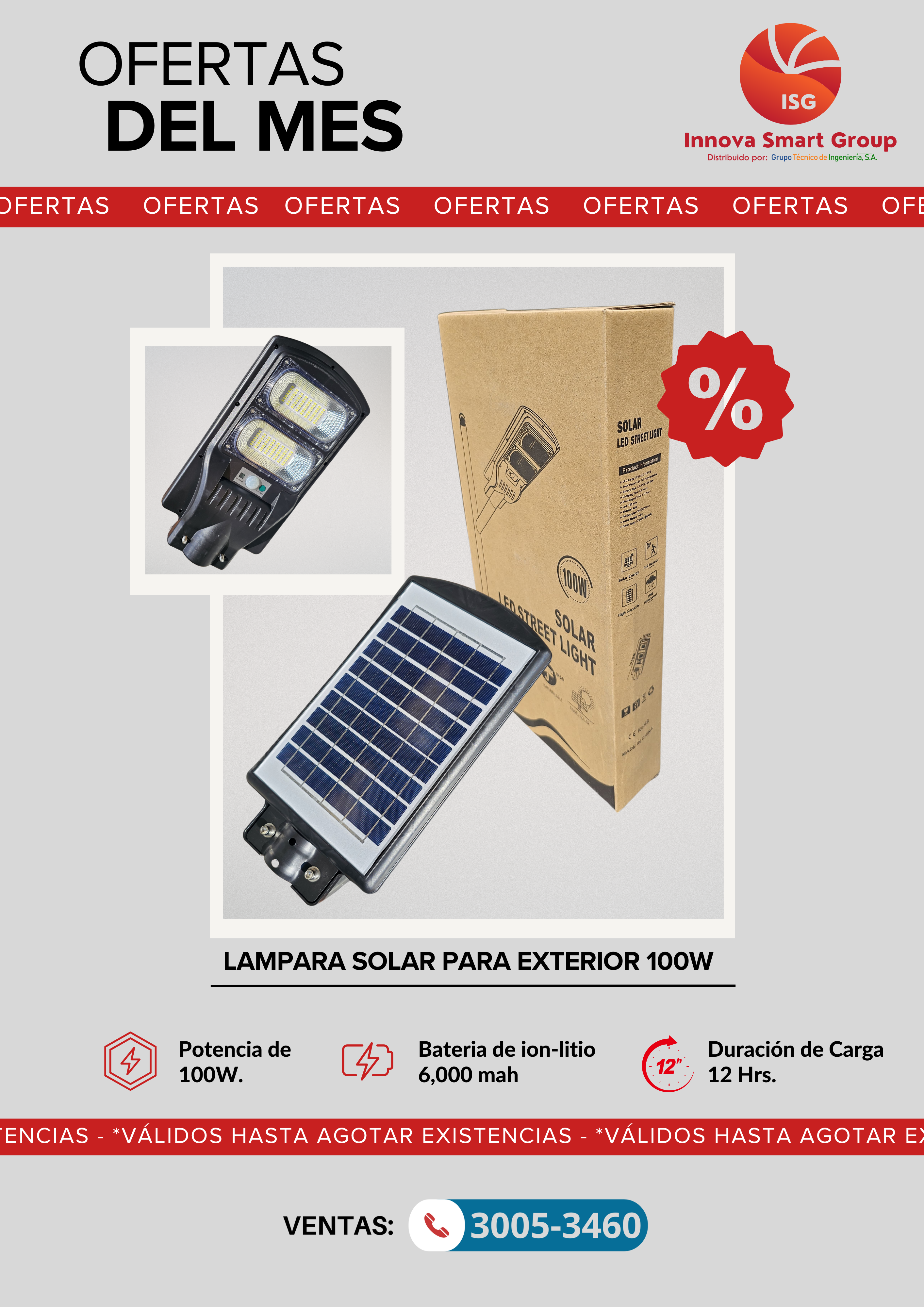 Lámpara Solar para Exterior (Modelo 100W)