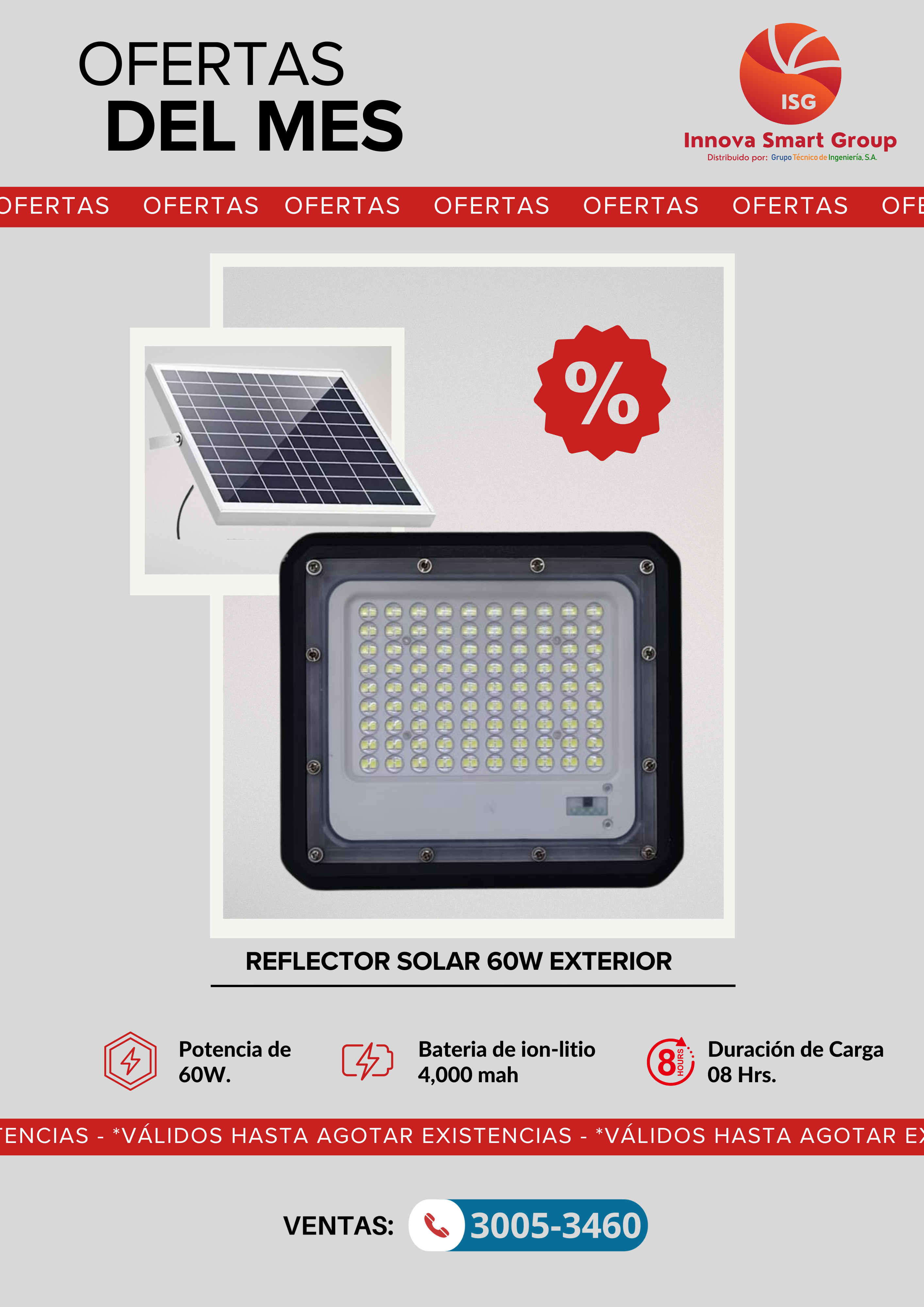 Reflector Solar Exterior (Modelo 60W)