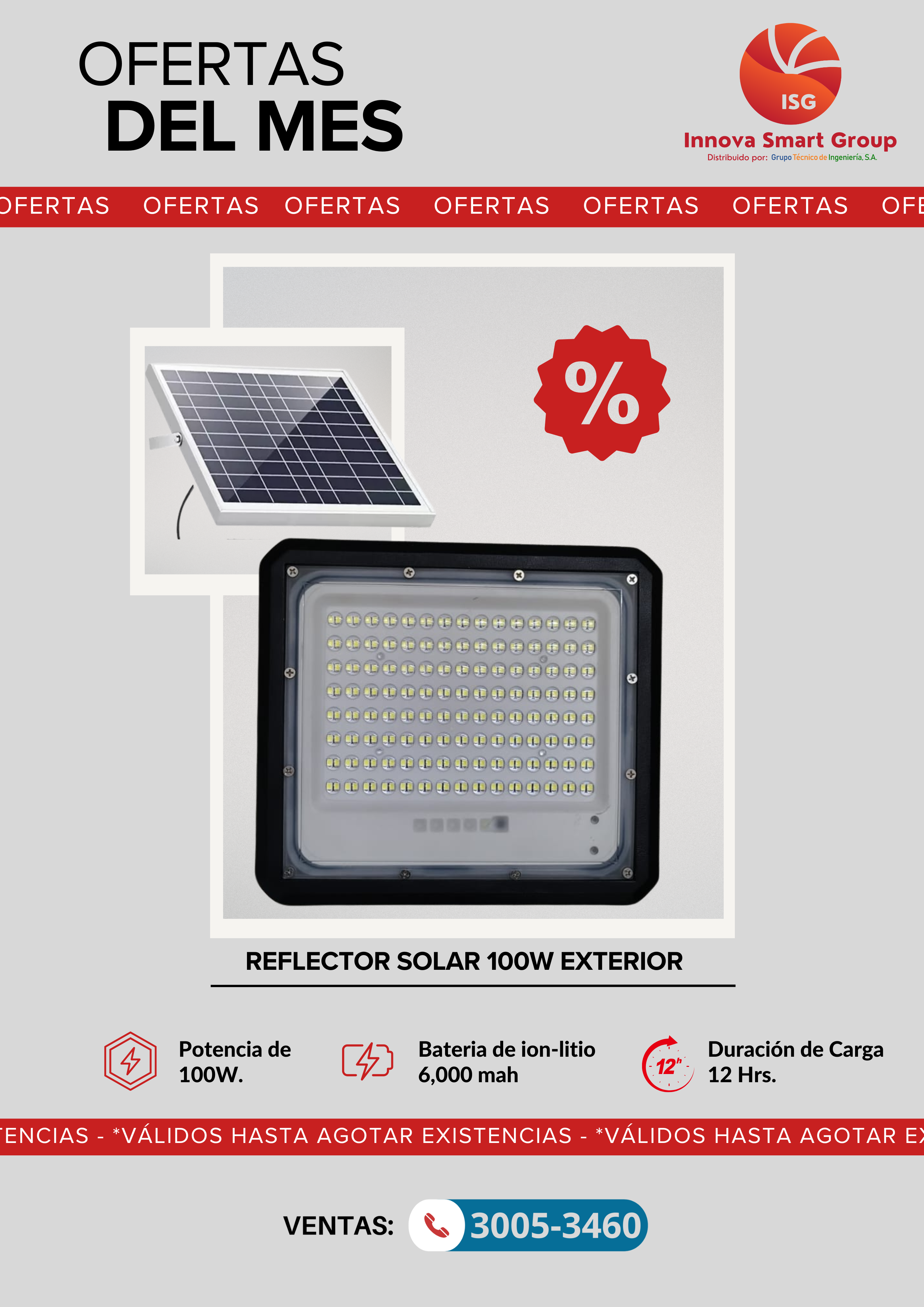 Reflector Solar Exterior (Modelo 100W)